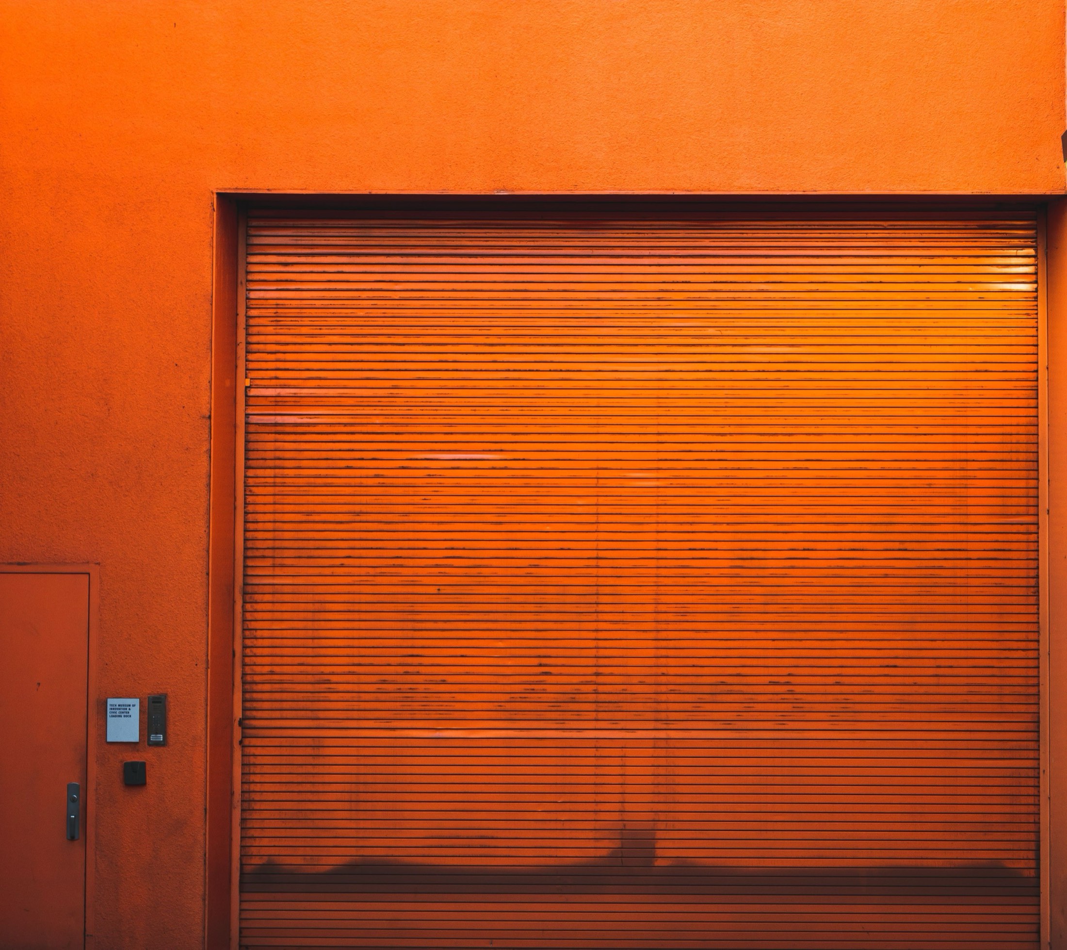 A commercial roller shutter on an industrial unit